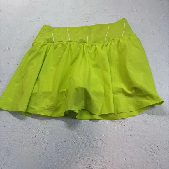 Aerie OFFLINE Tennis Skort Neon Green Ribbed Waist Athletic Skirt Size L  active - Picture 3 of 16